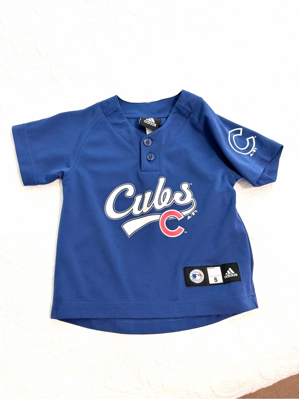 Vintage Toddler Kids Adidas Chicago Cubs Blue Baseball Jersey Size 4 Youth MLB